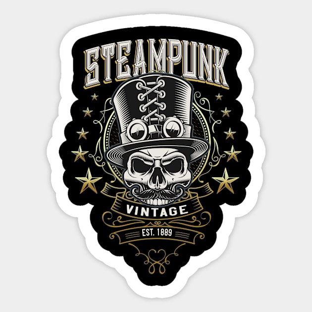 Steampunk Vintage Skull Sticker by Foxxy Merch